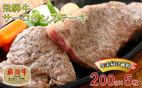 年末届け確約 飛騨牛 ステーキ サーロイン 200g×5枚 計1kg A5 牛肉 和牛 サーロインステーキ お肉 霜降り ブランド和牛  514720 - 岐阜県池田町