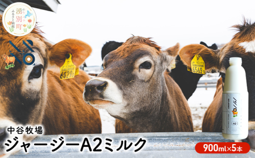 中谷牧場 ジャージー A2ミルク 900ml×5本 ジャージー牛 やさしい 国産 オホーツク 北海道 牛乳 北海道産 ジャージー牛乳 飲み物 朝食 生乳 牧場のミルク 牧場の牛乳 こども  559808 - 北海道湧別町