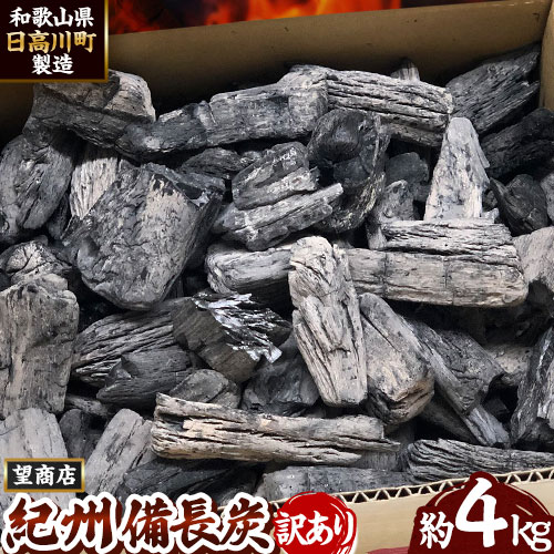 紀州備長炭 訳あり 約4kg 望商店 《30日以内に出荷予定(土日祝除く)》 和歌山県 日高川町 備長炭 紀州備長炭 炭 約4kg 高級白炭 561413 - 和歌山県日高川町