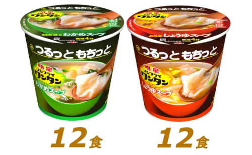 インスタント 明星 ノンフライ ワンタン スープ 2種 セット 24個 即席 ワンタンスープ わかめスープ 詰め合わせ インスタント食品 食品 保存食 防災 防災グッズ 567710 - 埼玉県嵐山町