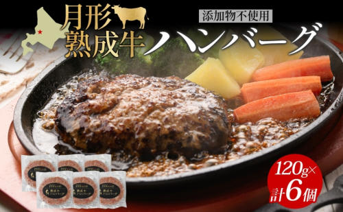 月形熟成牛 ハンバーグ 120 g 6 個 計 720 g 北海道フード株式会社 添加物不使用 熟成肉 冷凍 ギフト 詰め合わせ 和牛 赤身 牛肉 お弁当 ランチ 昼食 夕食 おかず 惣菜 バーベキュー 焼肉 キャンプ アウトドア 送料無料 北海道 【 月形町 】 601148 - 北海道月形町