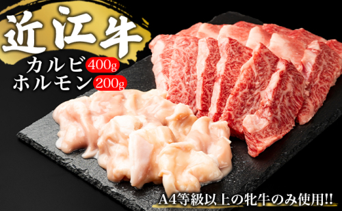 【A4等級以上の牝牛のみ使用！！】近江牛カルビ400gとホルモン200g お肉 焼肉用 セット  601248 - 滋賀県湖南市