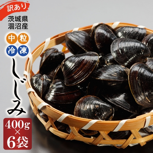 訳あり 涸沼産 中粒 冷凍 シジミ 2.4kg （400ｇ×6袋） しじみ 蜆 大和しじみ ヤマトシジミ 大玉 砂抜き済 冷凍 味噌汁 スープ 魚貝類 貝 オルニチン コハク酸 小分け わけあり 訳アリ 612236 - 茨城県大洗町