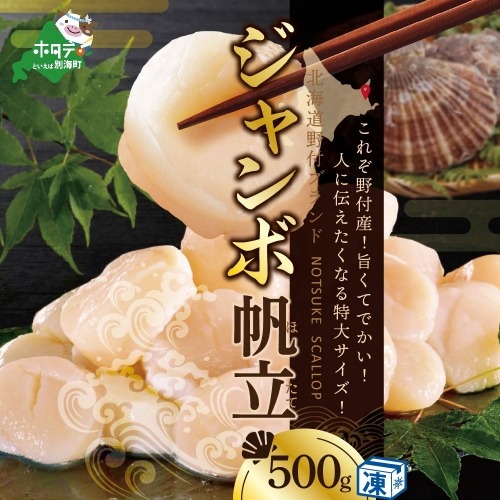 【10/1～寄付額改定】北海道 野付産 漁協直送 冷凍 ホタテ 貝柱 ジャンボホタテ500g 濃厚な旨味と甘み （ほたて ホタテ 帆立 貝柱 ホタテ貝柱 大玉 大粒 北海道 別海 野付 ふるさと納税） 619772 - 北海道別海町