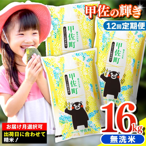 【先行受付】新米 令和7年産【定期便12ヶ月】『甲佐の輝き』無洗米16kg×12ヶ月（5kg×2袋、6kg×1袋）【2025年11月より配送月選択可！】／出荷日に合わせて精米 - 国産 白米 無洗米 お米 ブレンド米 複数原料米 訳あり 厳選 マイスター 生活応援 ひのひかり 森のくまさん おすすめ 定期便 熊本県 甲佐町【価格改定ZL】 620443 - 熊本県甲佐町