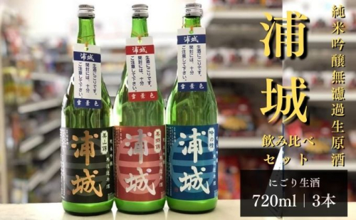 【生酒】純米吟醸無濾過原酒 にごり酒「浦城 雪景色」「赤浦城 雪景色」「青浦城 雪景色」飲み比べ3本セット　720ml 各1本 お酒 日本酒 香り 果実味 美味しい リピーター  651074 - 秋田県五城目町