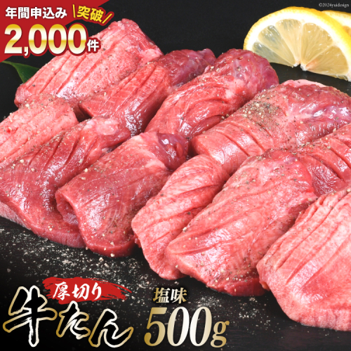 厚切り牛タン 塩味 500g [亀山精肉店 宮城県 気仙沼市 20565156] 精肉 肉 牛肉 牛たん 牛タン ぎゅうたん タン タン塩 厚切り 味付き 冷凍 焼肉 焼き肉 BBQ アウトドア 658438 - 宮城県気仙沼市
