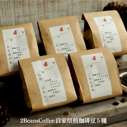珈琲豆セット(100g×5種)北海道三笠市 2BeansCoffeeカフェ自家焙煎 【06001】 660360 - 北海道三笠市