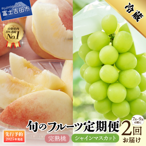 【2025年先行予約】【2回定期便】山梨県産 旬のフルーツセット(桃・シャインマスカット) 695246 - 山梨県富士吉田市