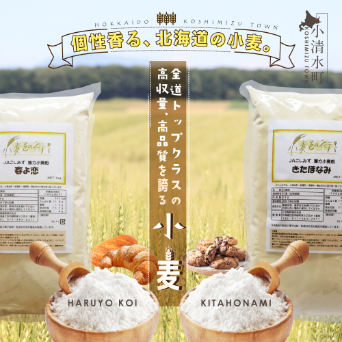 北海道小清水町産 小麦粉6kgセット(春よ恋1kg×3袋・きたほなみ1kg×3袋)【01014】 70374 - 北海道小清水町