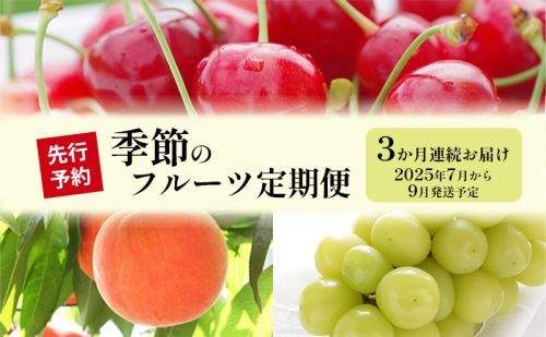 フルーツ 先行予約 定期便 3ヶ月 長野 季節のフルーツ さくらんぼ チェリー 桃 シャインマスカット ぶどう シャイン マスカット 果物 長野県 長野市 2025年 7～9月 定期 お楽しみ 3回 長野県長野市  862343 - 長野県長野市