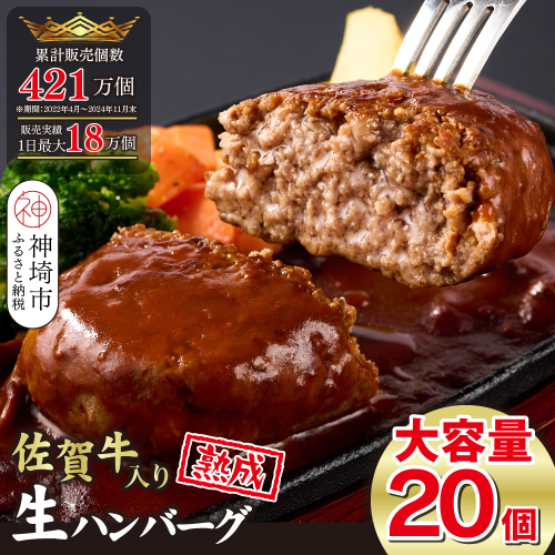 【累計421万個販売！】安定の味と品質！失敗したくない方は是非！佐賀牛入り ハンバーグ 20個 大容量 2.4kg (120g×20個) 【佐賀牛 国産 冷凍】(H083102) 872512 - 佐賀県神埼市