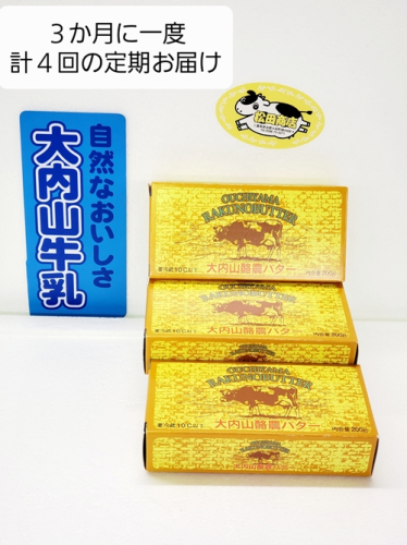 （冷蔵） 【定期便】 大内山 バター ３個×４回 恵みに感謝 お届け セット ３ヶ月に１回 ／ 冷蔵 松田商店 ふるさと納税 三重県 大紀町 883612 - 三重県大紀町