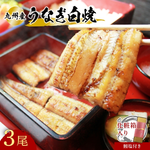 H-03 志おや 九州産 うなぎ 白焼 3本 塩 付 884280 - 大分県豊後高田市