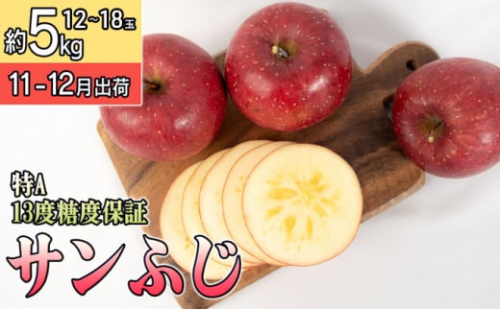 11月 特A 完熟 サンふじ約5kg（12～18個）13度糖度保証【青森りんご・ゆうきアップル・11月】 果物類 フルーツ 果物 ジューシー 代表品種 