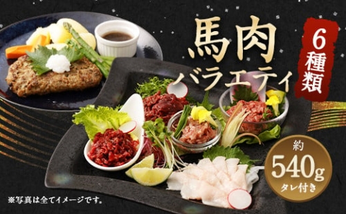 6種 馬肉 バラエティ 約540g タレ付き 馬刺し 食べ比べ 899136 - 熊本県益城町