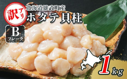 北海道雄武町産　ほたて貝柱(冷凍)　Bフレーク 1kg[訳あり品] ｜ ほたて 帆立 ホタテ ホタテ貝柱 貝柱 刺身 Bフレーク 1kg 訳あり 訳ありホタテ 訳あり品 冷凍 ふるさと納税 北海道 雄武町 雄武【1235601】