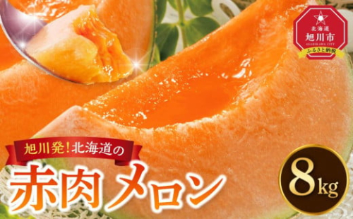 【先行予約】旭川発！北海道の赤肉メロン8kg（4～6玉）(2025年7月上旬より発送開始予定) 【 果物 くだもの フルーツ メロン 赤肉 赤肉メロン 旬 お取り寄せ 甘い 北海道産 旭川市 北海道 送料無料 】_01103