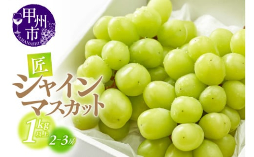 甲州市産シャインマスカット（匠）1kg以上 2～3房【2025年発送】（ATP）B-815 【シャインマスカット 葡萄 ぶどう ブドウ 令和7年発送 期間限定 山梨県産 甲州市 フルーツ 果物】