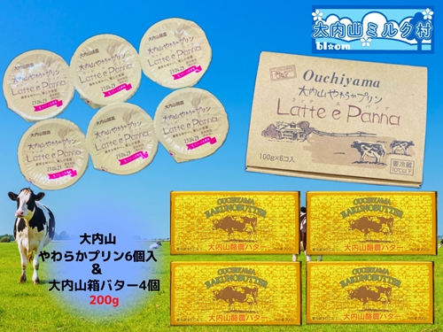 （冷蔵） 大内山箱バター 4個 ＆ 大内山やわらかプリン セット ／ 大内山ミルク村 乳製品 ふるさと納税 大紀ブランド 三重県 大紀町 936261 - 三重県大紀町