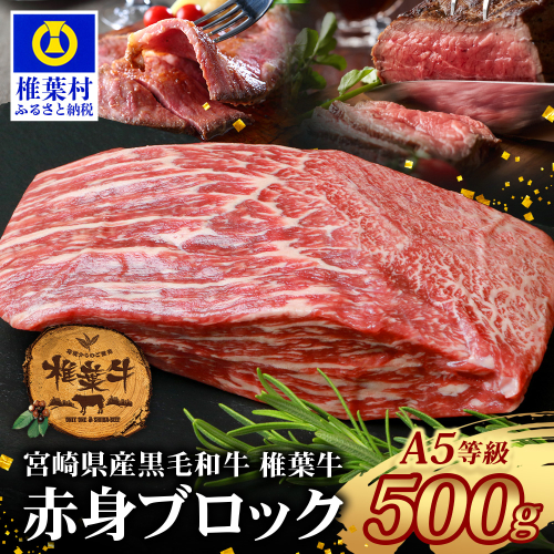【日本三大秘境の黒毛和牛】宮崎県産 椎葉牛 赤身ももブロック 500g A5等級指定［宮崎 椎葉 国産 国産牛 黒毛和牛 和牛 牛 牛肉 赤身 にく おにく 肉 お肉 500g a5 A5 牛ももブロック 牛モモブロック ブロック肉 ステーキ 焼肉 カレー ローストビーフ 赤身ブロック ブロック肉 冷凍 ごちそう 贅沢 贈物 ギフト 特別な日 記念日 お中元 お歳暮 日本三大秘境］【TK-81】 938002 - 宮崎県椎葉村