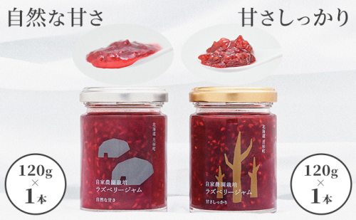 自家農園産 ラズベリー ジャム 味比べ セット（金銀各1本）北海道 月形町 食べ比べ 加工品 フルーツジャム 果物ジャム 甘酸っぱい 食品添加物不使用 パン ヨーグルト 塗る 付ける  942583 - 北海道月形町