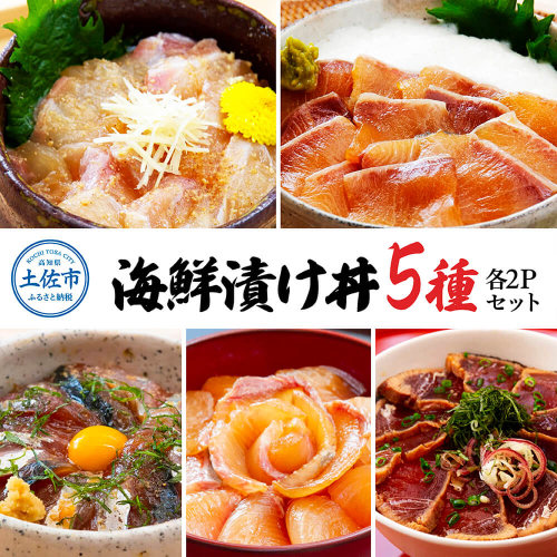 こだわり！土佐の海鮮丼の素５種・各2袋セット【鰹タタキ漬け入り！】漬け丼 漬け丼セット 海鮮 丼 各2パック お茶漬け 鰹のタタキ かつお サバ 鯛 カンパチ ブリ 送料無料 故郷納税 ふるさとのうぜい 返礼品 高知県 高知 954907 - 高知県土佐市