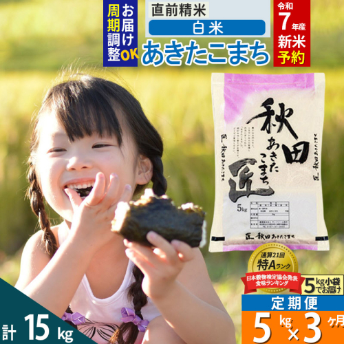 【白米】＜令和7年産 新米予約＞ 《定期便3ヶ月》秋田県産 あきたこまち 5kg (5kg×1袋)×3回 5キロ お米【お届け周期調整 隔月お届けも可】 新米 964232 - 秋田県仙北市