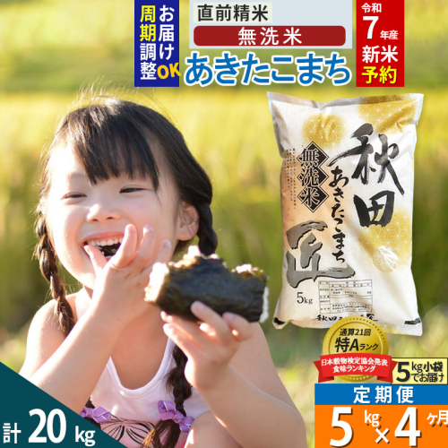 【無洗米】＜令和7年産 新米予約＞《定期便4ヶ月》秋田県産 あきたこまち 5kg (5kg×1袋) ×4回 5キロ お米【お届け周期調整 隔月お届けも可】 新米 964885 - 秋田県仙北市