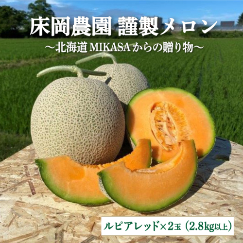 《2025年分受付中》床岡農園・謹製メロン(2玉入り2.8kg以上)～北海道MIKASAからの贈り物～【01165】 967939 - 北海道三笠市