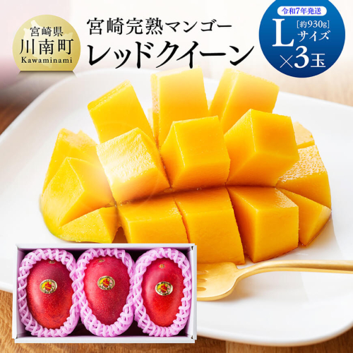 【令和7年発送】宮崎県産完熟マンゴー 「レッドクイーン」L×3玉 【 果物 フルーツ マンゴー 宮崎県産 完熟マンゴー みやざきマンゴー 数量限定 期間限定 】 974312 - 宮崎県川南町