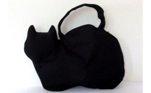 ネコ型帆布トートバッグ 黒猫 ファッション かばん 国産 生地 厚手 ポケット 976957 - 埼玉県鳩山町