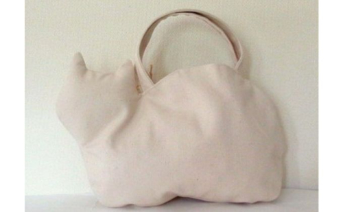 ネコ型帆布トートバッグ 白猫 ファッション かばん 国産 生地 厚手 ポケット 976958 - 埼玉県鳩山町