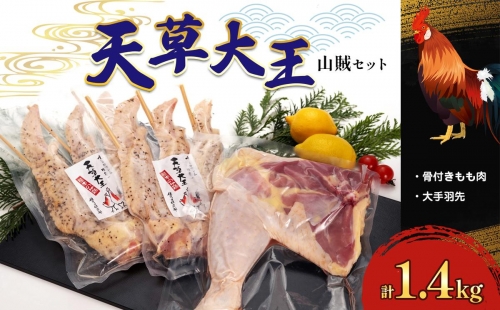 国産 熊本発送 天草大王 山賊セット | 熊本県 熊本 くまもと 和水町 なごみまち なごみ 天草大王 鶏肉 もも肉 骨付き 手羽先 大手羽先 幻の地鶏 985932 - 熊本県和水町