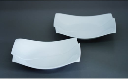 中仙窯 白磁長皿ペア (2枚セット)(中尾純作) A50-110 995257 - 佐賀県有田町