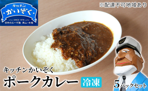 冷凍 ポーク カレー 5パック セット キッチンかいぞく 岡山 B級グルメ 加工品 惣菜 伝統的 ソウルフード あっさり コク 電子レンジ 簡単 便利  998060 - 岡山県瀬戸内市