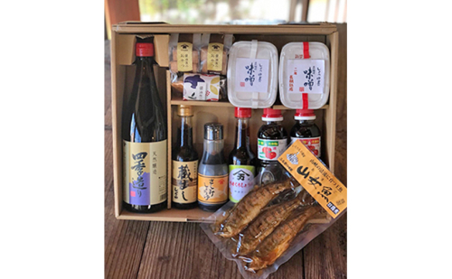 明治屋醤油（醤油4種・ソース2種・味噌2種＋クッキー2コ・せんべい1コ・山女魚甘露煮１コ）【配送不可：離島】 しょうゆ 米味噌  99879 - 静岡県浜松市